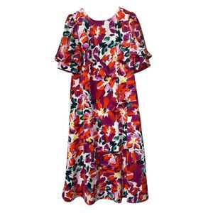 Center & main stroll in the park floral maxi dress size xl smocked balloon sleev